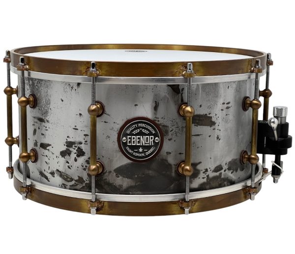 Ebenor Percussion 14  x 7  Heavy Feather Aluminium Snare Drum w  Raw Bronze Hardware and Protection Racket SD Case Sale