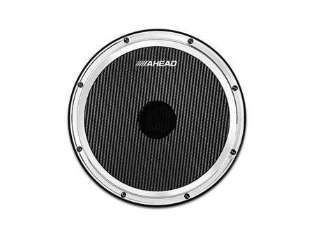 Ahead 14  Black Chrome S-Hoop Marching Pad with Snare Sound (Black Carbon Fiber) Hot on Sale