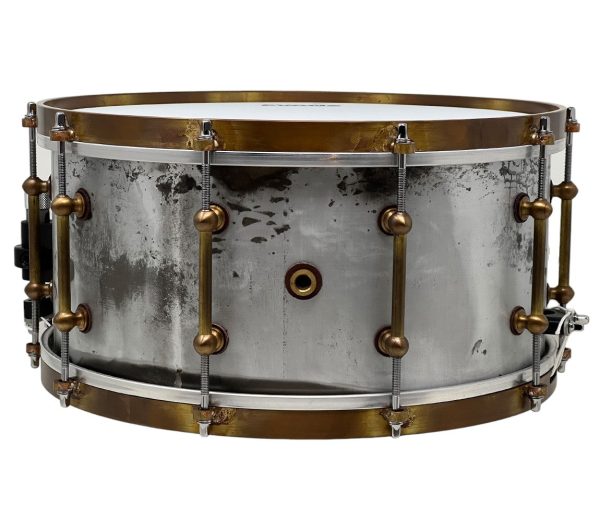 Ebenor Percussion 14  x 7  Heavy Feather Aluminium Snare Drum w  Raw Bronze Hardware and Protection Racket SD Case Sale