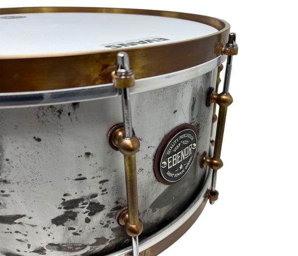 Ebenor Percussion 14  x 7  Heavy Feather Aluminium Snare Drum w  Raw Bronze Hardware and Protection Racket SD Case Sale